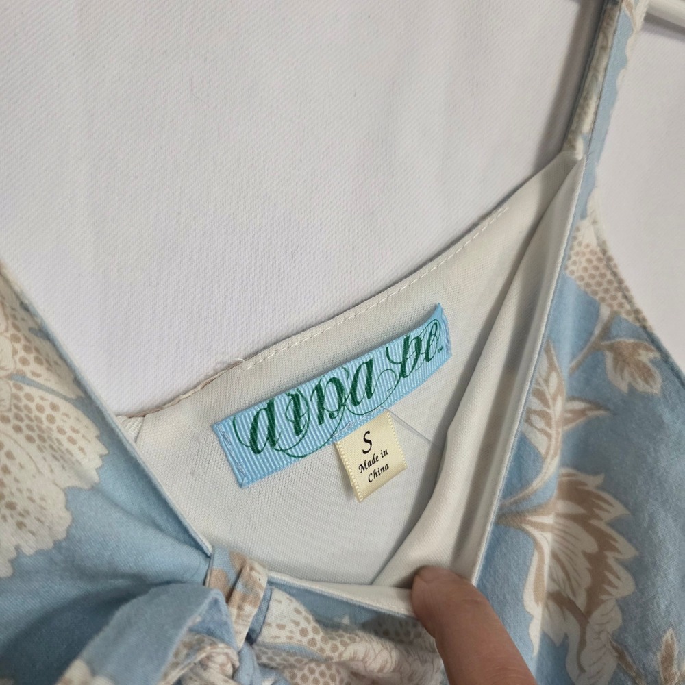 Anna Be Floral Dress Womens Small Cottagecore Blue Tie Front Babydoll Mini - Picture 7 of 13